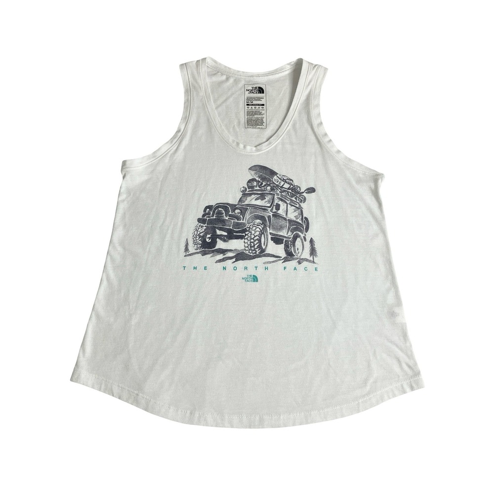 The North Face Graphic Tank Top Womens Medium White Off-Road Vehicle Relaxed Fit
